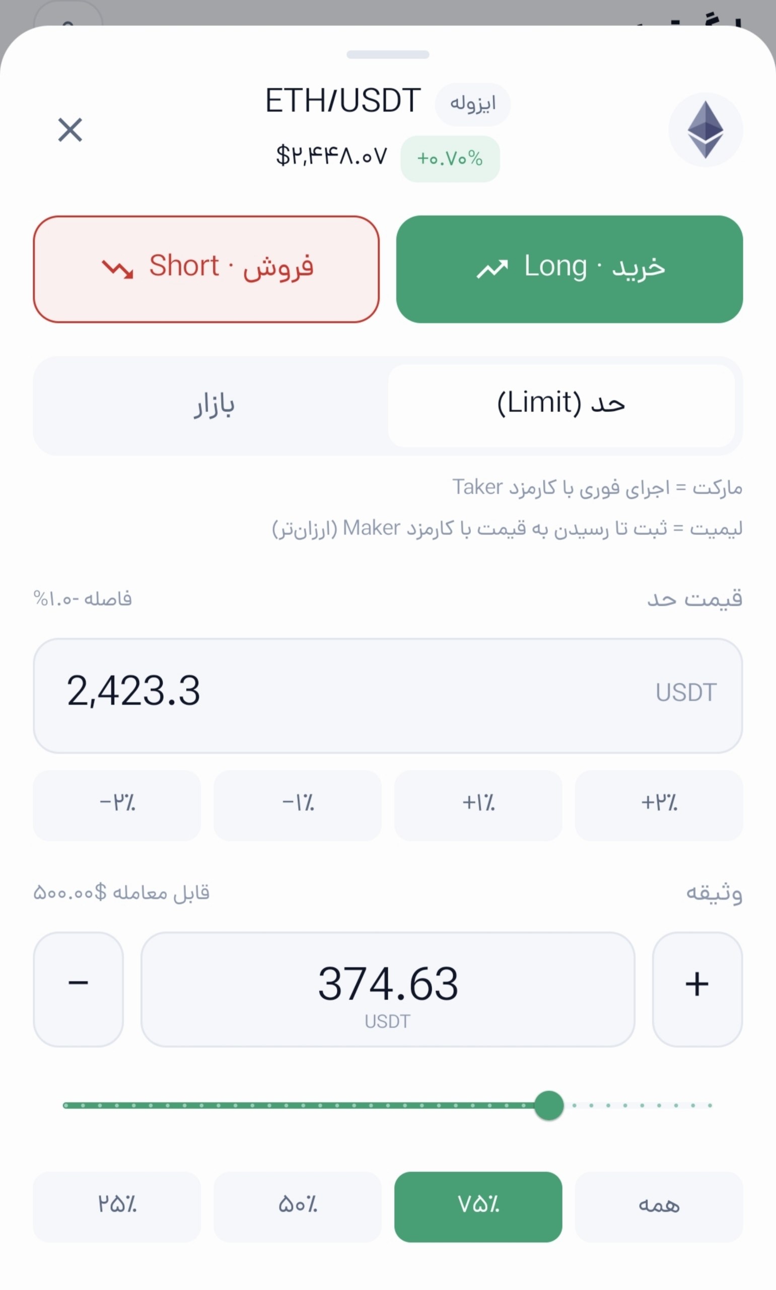 باز کردن پوزیشن لیمیت