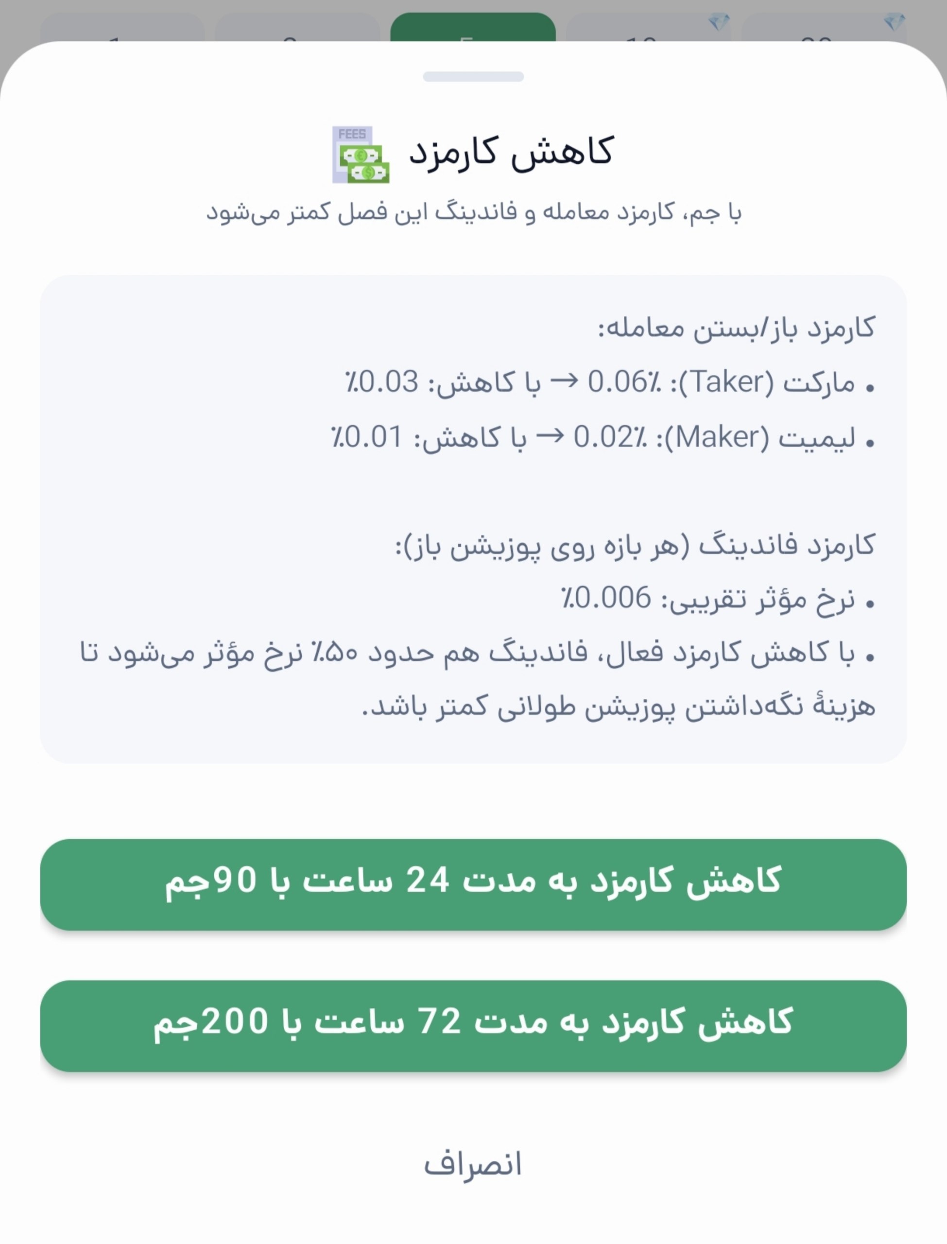 کاهش کارمزد